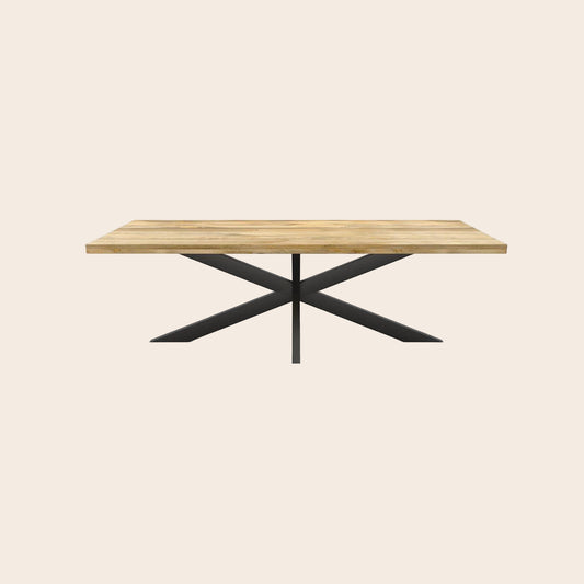 TABLE À MANGER INDUSTRIELLE PIEDS MIKADO 180CM