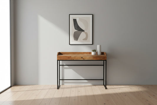 Console Coiffeuse 125cm Bois Acacia - 1 Tiroir Collection KALIA Style Industriel